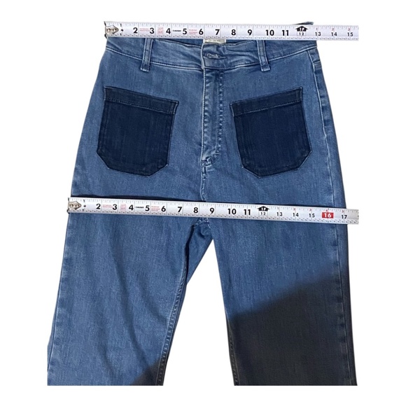 French Connection Rony 70's flare jeans in two tone colour block denim. Sz 6 - Picture 10 of 16